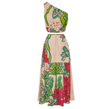 Ornella Cotton Top & Maxi Skirt - Beige Moon Garden - Villa Yasmine
